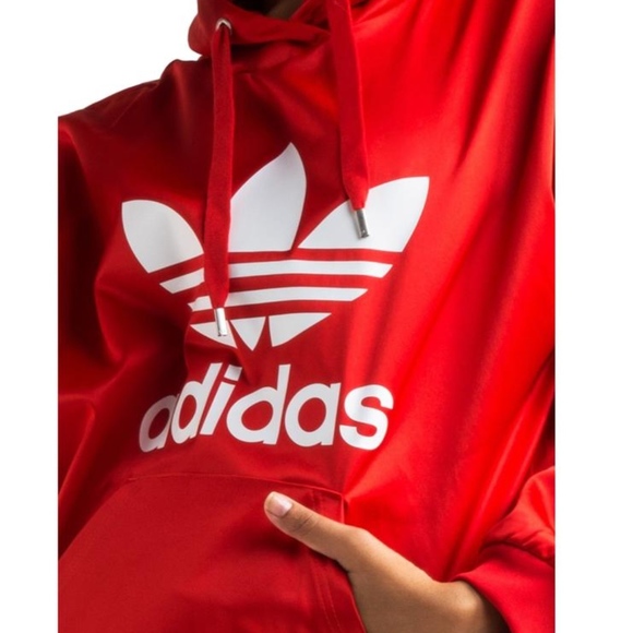 Trefoil Women's Satin Pullover Hoodie ce5434 b3 - Picture 2 of 5